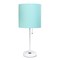 LimeLights Aqua Stick Lamp with Charging Outlet and Fabric Shade